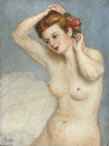 Nude With A Red Flower — Georges Van Houten
