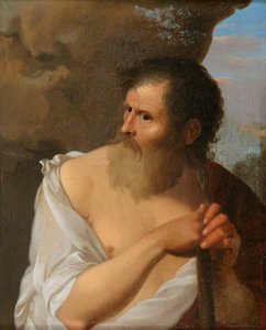 Figure Of A Bearded Man (a Philosopher ) Leaning On A Staff — Cornelis Van Poelenburch
