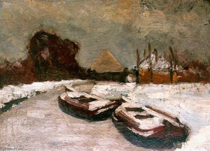 Winter View Of A Waterside Village — Floris Verster