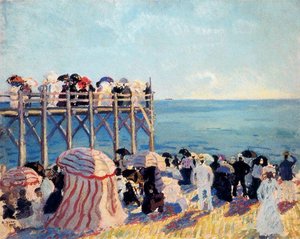 The Beach And Pier At Trouville — Raoul Dufy