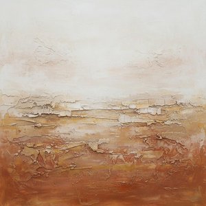 Stratigraphy Of Silence: Earth Tones Across An Ethereal Horizon Line — David Moreau, Plaster & Texture Art