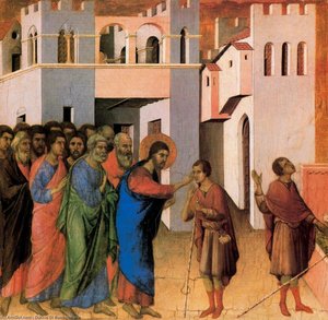 Jesus Öffnet Die Augen Eines Geborenen Blinden — Duccio Di Buoninsegna, Gotische Kunst