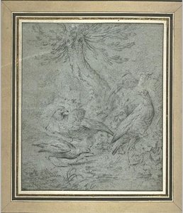 Four Birds Near A Tree — Jean-baptiste Oudry