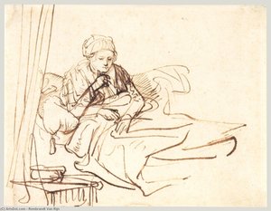 A Woman Sitting Up In Bed — Rembrandt Van Rijn, Baroque