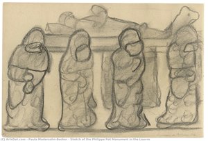 Sketch of the Philippe Pot Monument in the Louvre