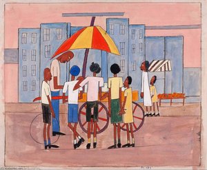 Children At Ice Cream Stand — William H. Johnson