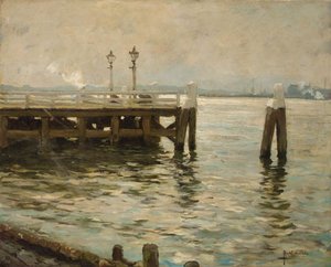 A View Of A Harbour, Rotterdam — August Willem Van Voorden