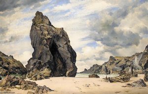 Steeple Rock Kynance Cove Lizard Cornwall Low Water — Edward William Cooke