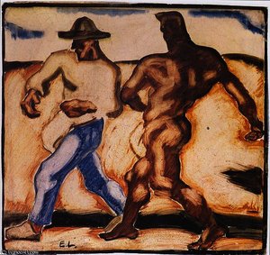 Sower And The Devil — Albin Egger Lienz, Expressionism