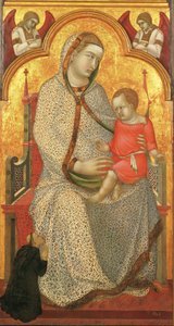 Virgin And Child Enthroned And Donor, Angels — Pietro Lorenzetti, Proto Renaissance