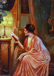 Lady Reading By Lamplight — Delphin Enjolras