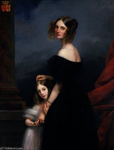 Anne-louise Alix De Montmorency, With Her Daughter — Claude Marie Paul Dubufe