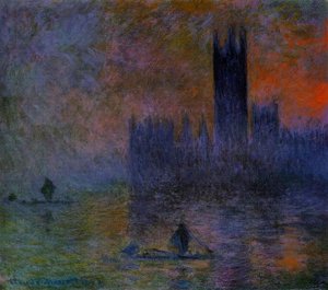 Casas Del Parlamento, Efecto Niebla — Claude Monet