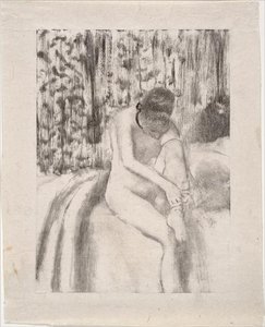 Girl Putting On Her Stockings — Edgar Degas