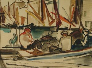 Fishermen in a Boat, Italy