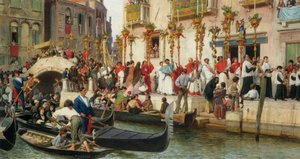 On the Riva Dei Schiavoni a procession in Venice