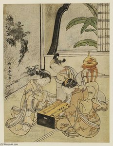 Courtesan And Attendant Playing Sugoroku — Suzuki Harunobu