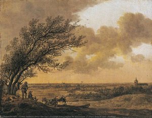 Paysage Avec L'église De Wassenaar (l'arbre Dans Le Vent) Paysage — Anthonie Jansz Van Der Croos