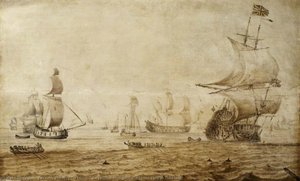 An English Ship with the Union Flag at the Main
