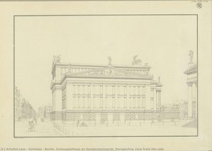 Berlín. Schauspielhaus En Gendarmenmarkt. Vista De Perspectiva Lateral — Karl Friedrich Schinkel, Renacimiento Neoclásico