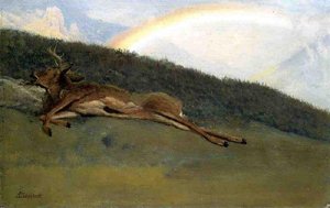 Rainbow Over A Fallen Stag — Albert Bierstadt