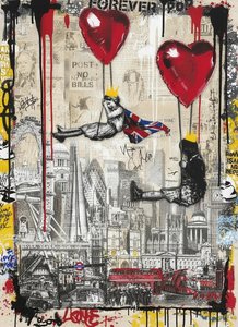 Crimson Echoes Over London: A Monolithic Urban Collage Of Chaos And Grace — Laurent Caron, Raw Pop