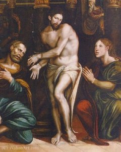 Christ at the Column with Saints John the Evangelist and Peter