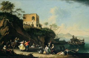 Peasants Merrymaking On The Shore At Posillipo, Italy
