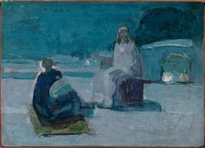 Study For Christ And Nicodemus On A Rooftop — Henry Ossawa Tanner