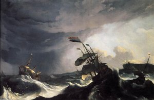 Ships In Distress In A Raging Storm — Ludolf Bakhuysen, Dutch Golden Age