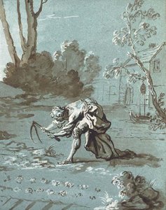 A Man Returning To A Field, A House At The Bottom — Jean-baptiste Oudry