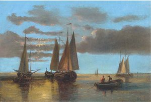 Fishing Boats On The Scheldt (illustrated); And Barges In A Stiff Breeze — Abraham Hulk Senior