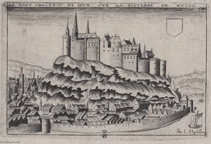 Ancient Sketching Of Huy Castle — Claude Chastillon