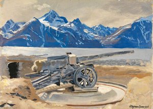 German Guns At Djupvik Lyngen Fjord — Stephen Bone