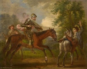 Don Quixote Attacking The Barber To Capture The Basin — Fransis Hejm