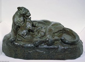 American Panther and Her Cubs