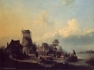 Figures by a channel