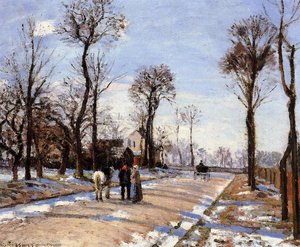 Street Winter Sunlight And Snow — Camille Pissarro, Impressionism