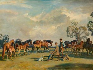 A Summer Evening At Cliveden (waldorf Astor, 1879–1952, 2nd Viscount Astor, Seated) — Sir Alfred James Munnings, Impressionistic Landscape