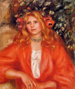 Young Woman Wearing A Garland Of Flowers — Pierre-auguste Renoir