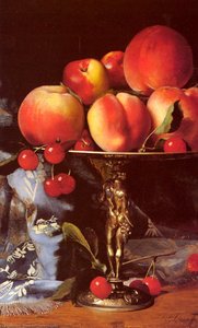A Still Life With Peaches, Plums And Cherries