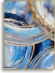 Abstract Oil Painting On Canvas With Gold Frame, Abstract Expressionism Hand-painted Oil Painting