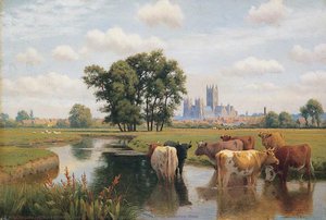 Canterbury Cathedral From The Stour Meadows, Kent — William Sidney Cooper