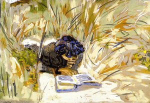 Woman Reading In The Reads, Saint-jacut — Jean-édouard Vuillard, Post-impressionism