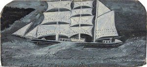 Barque With A Man At The Wheel On A Stormy Sea — Alfred Wallis