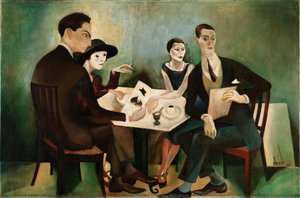 [auto-retrato Num Grupo] (pintura Para O Café ” A Brasileira” Do Chiado, Lisboa) — José Sobral De Almada Negreiros, Modernism