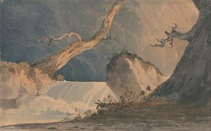 Waterfall In A Desolate Landscape — John Sell Cotman