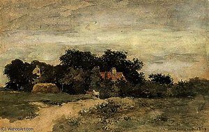 View Of A Landscape With Horses On A Path — Jan Weissenbruch