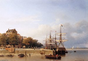 Ships On A Quay — Johan Hendrik Weissenbruch