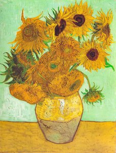 Doce Girasoles en un Jarrón